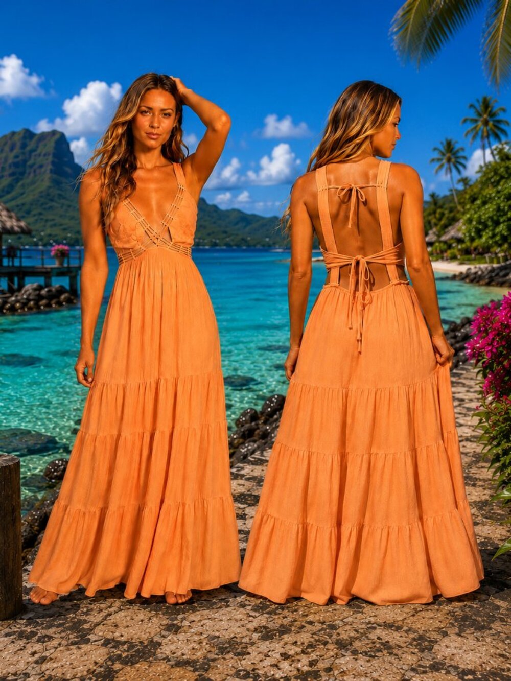 Free People Auralie Maxi Dress Orange Large NWT